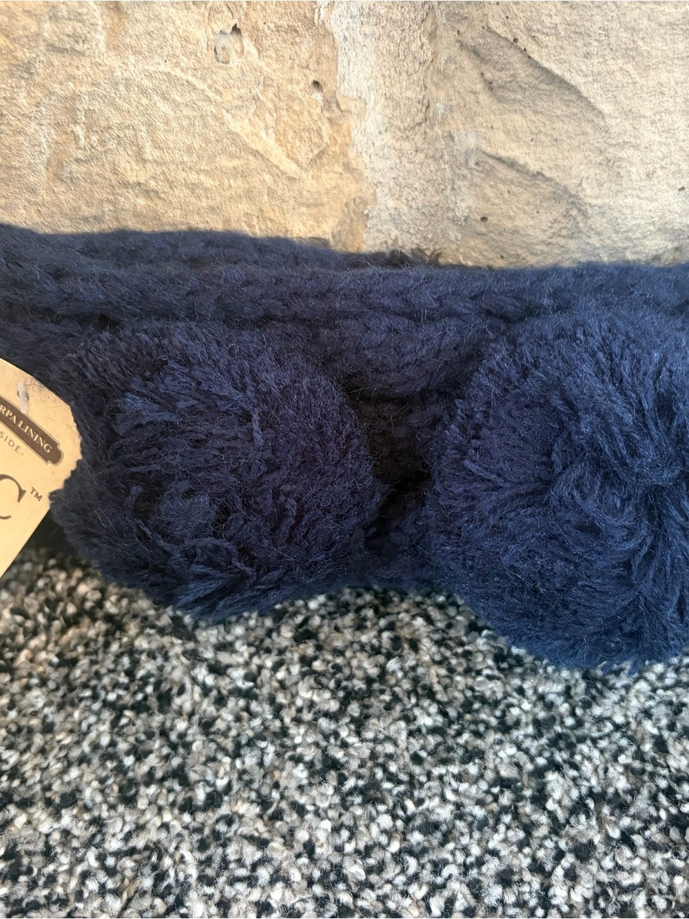 C.C blue plush Kids Navy Pom Knit Headband